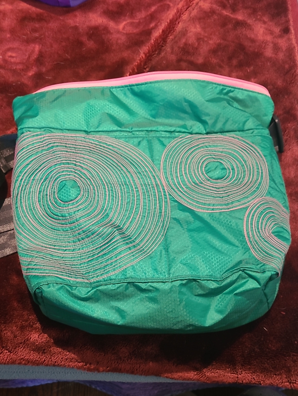 NWOT-Handmade Kelly Green Crossbody Bag with Pink Trim & Interior & Black Strap
